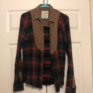 Free people mixed plaid flannel